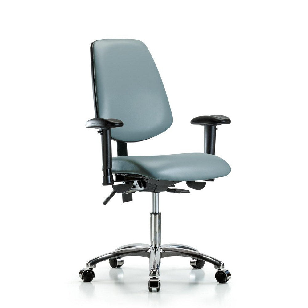 Ergonomic Multifunction Task Chair: Vinyl, 24" Seat Height, Storm