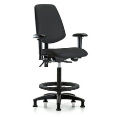 Ergonomic Multifunction Task Chair: Vinyl, 37" Seat Height, Black