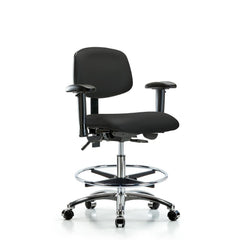 Ergonomic Multifunction Task Chair: Vinyl, 29" Seat Height, Black