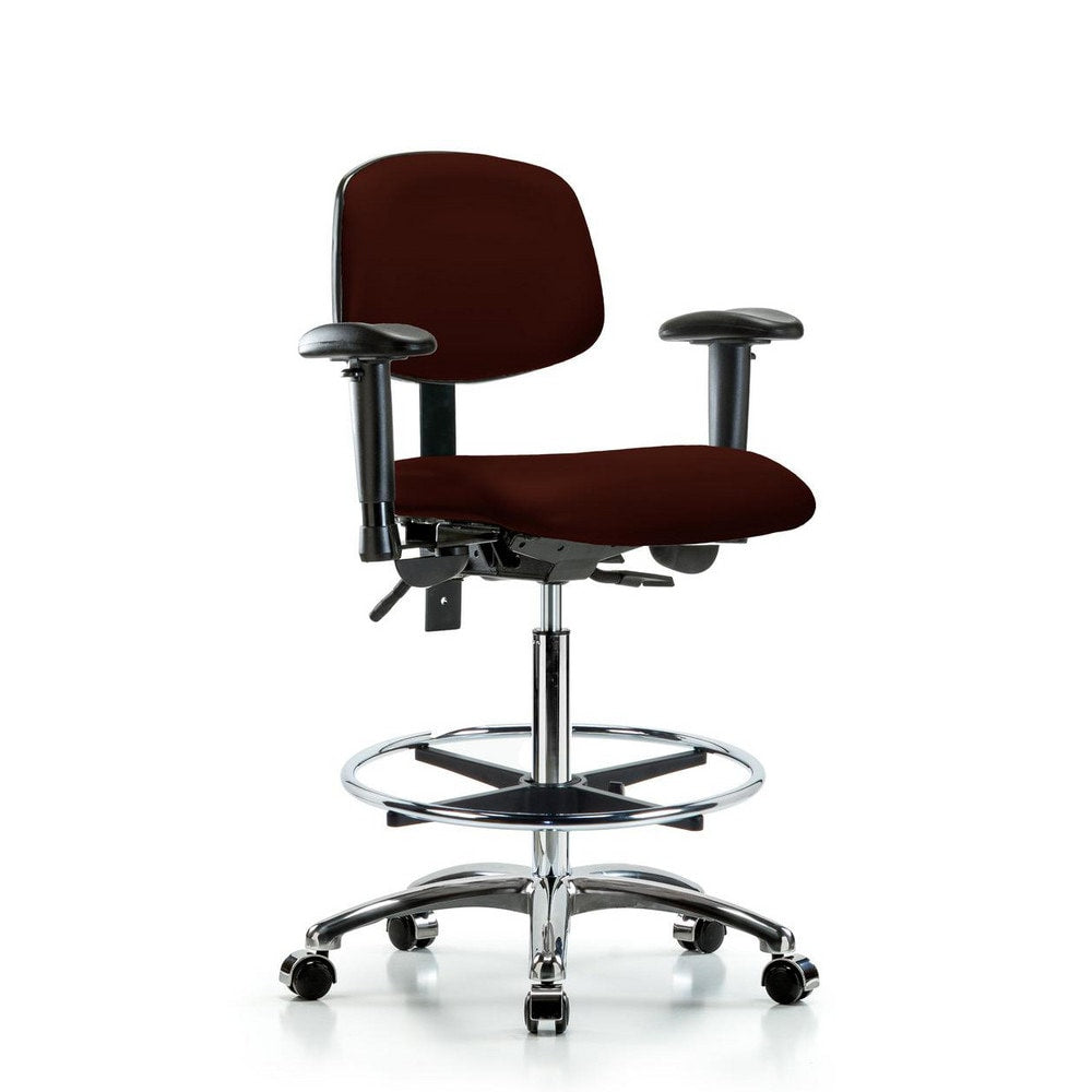 Ergonomic Multifunction Task Chair: Vinyl, 36" Seat Height, Burgundy