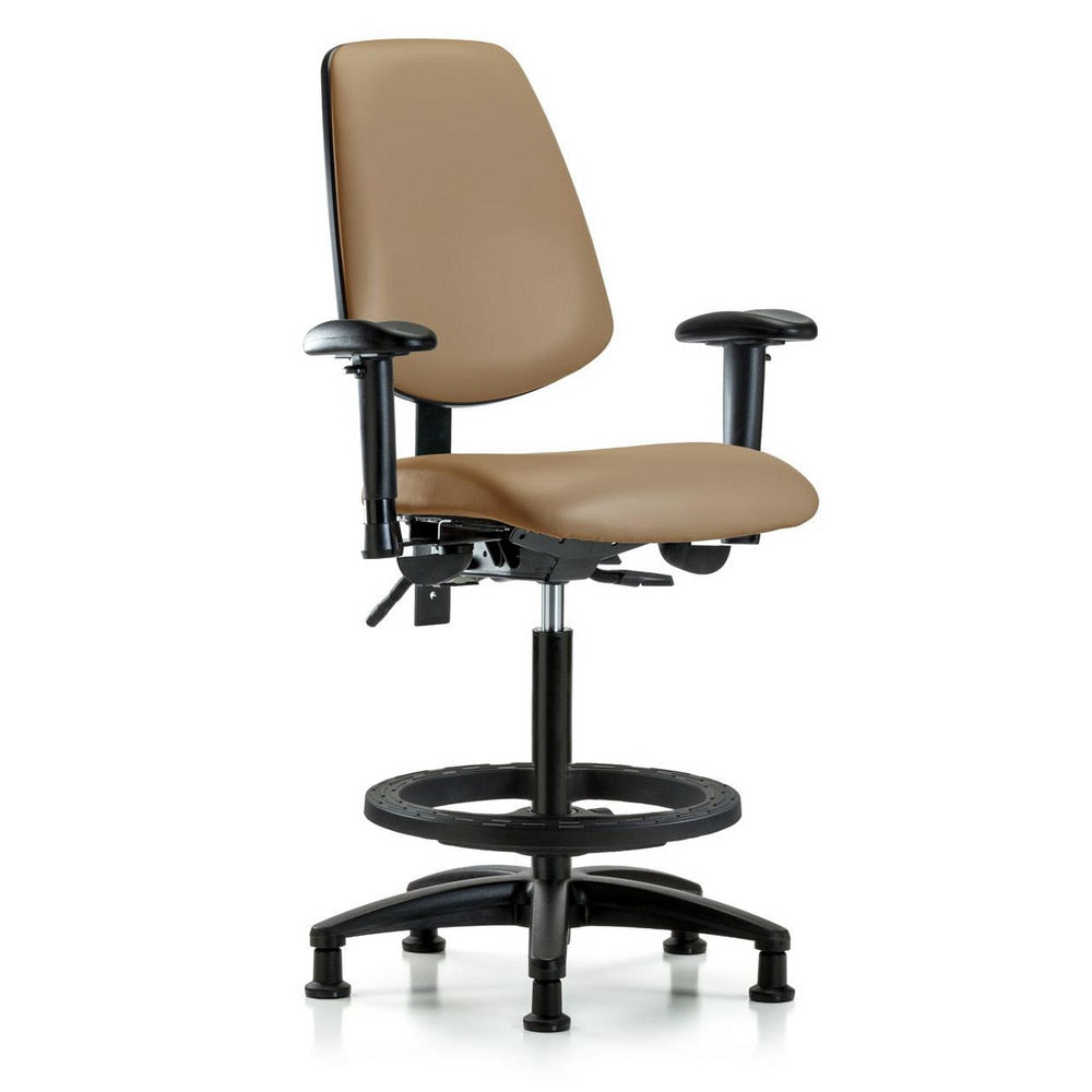 Ergonomic Multifunction Task Chair: Vinyl, 37" Seat Height, Taupe