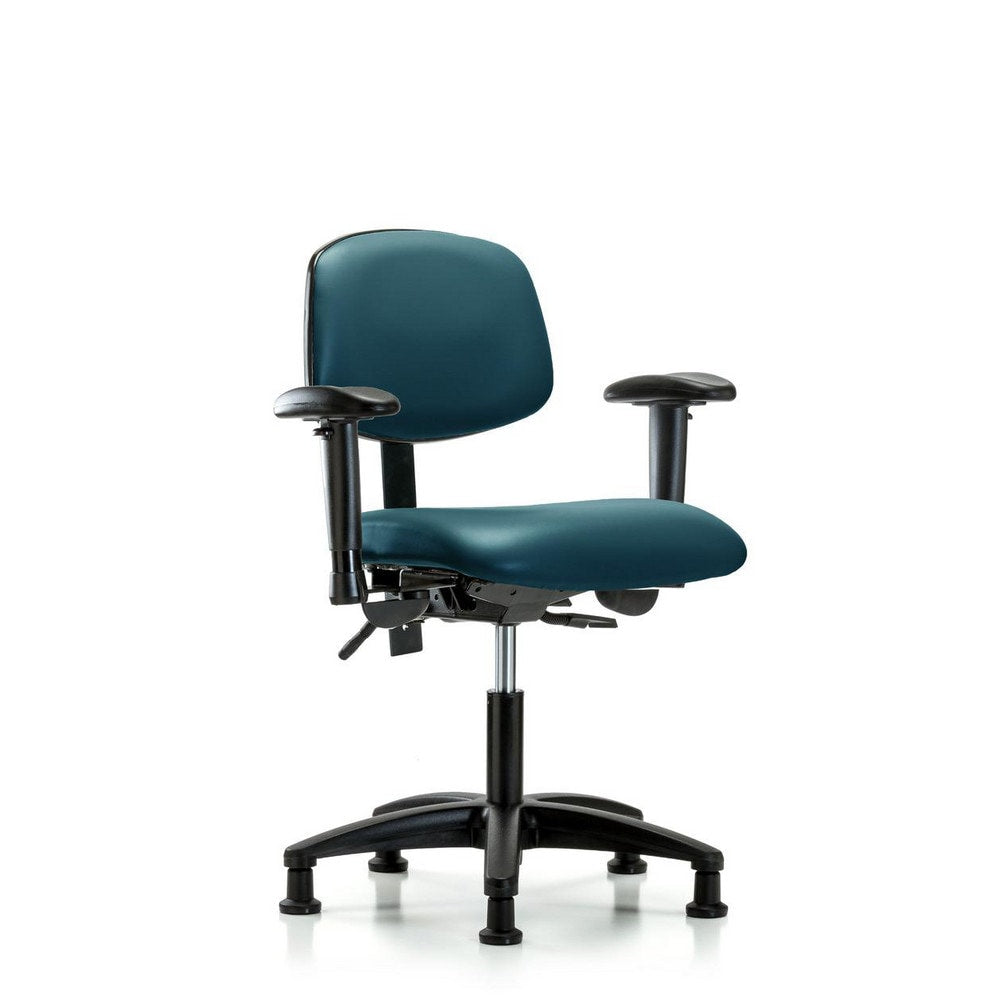 Ergonomic Multifunction Task Chair: Vinyl, 23" Seat Height, Marine Blue