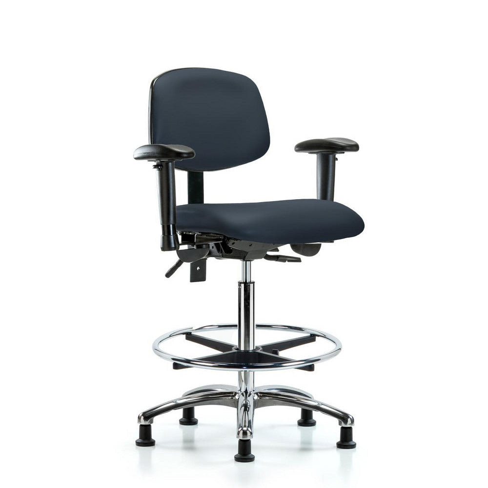 Ergonomic Multifunction Task Chair: Vinyl, 36" Seat Height, Imperial Blue