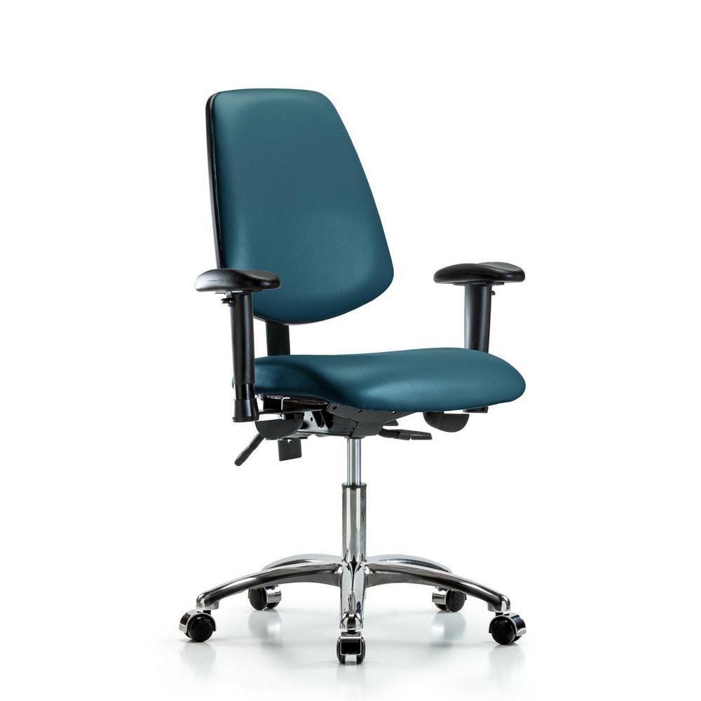 Ergonomic Multifunction Task Chair: Vinyl, 24" Seat Height, Marine Blue