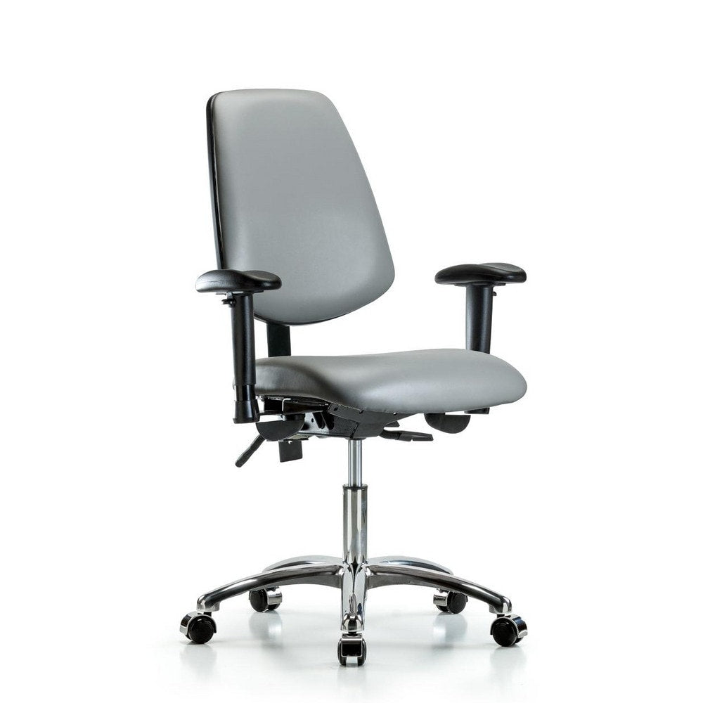 Ergonomic Multifunction Task Chair: Vinyl, 24" Seat Height, Sterling