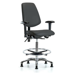 Ergonomic Multifunction Task Chair: Vinyl, 36" Seat Height, Charcoal