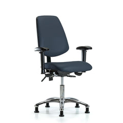 Ergonomic Multifunction Task Chair: Vinyl, 24" Seat Height, Imperial Blue