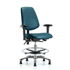 Ergonomic Multifunction Task Chair: Vinyl, 29" Seat Height, Marine Blue