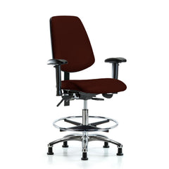 Ergonomic Multifunction Task Chair: Vinyl, 29" Seat Height, Burgundy