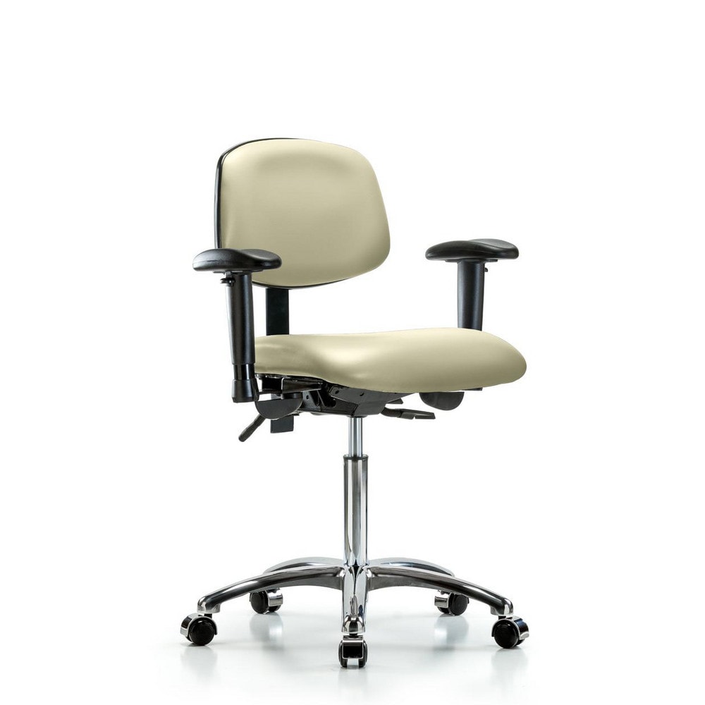 Ergonomic Multifunction Task Chair: Vinyl, 29" Seat Height, Adobe White