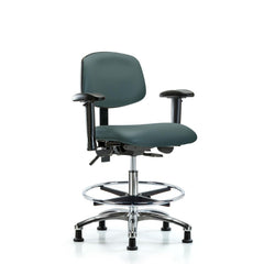 Ergonomic Multifunction Task Chair: Vinyl, 29" Seat Height, Colonial Blue