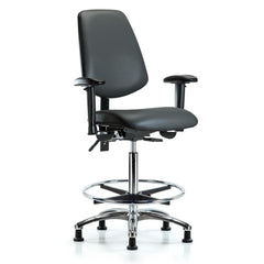 Ergonomic Multifunction Task Chair: Vinyl, 36" Seat Height, Carbon