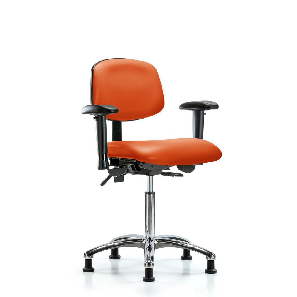 Ergonomic Multifunction Task Chair: Vinyl, 29" Seat Height, Orange Kist