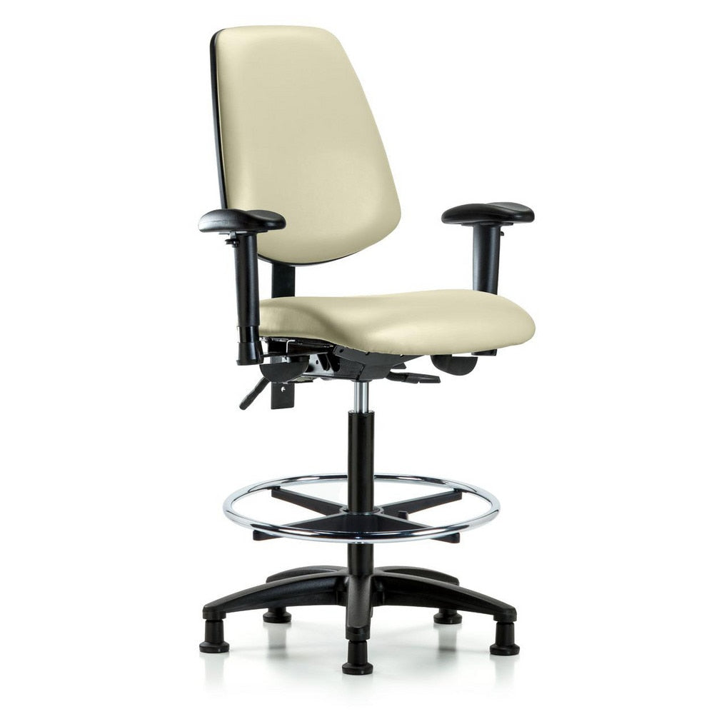 Ergonomic Multifunction Task Chair: Vinyl, 37" Seat Height, Adobe White