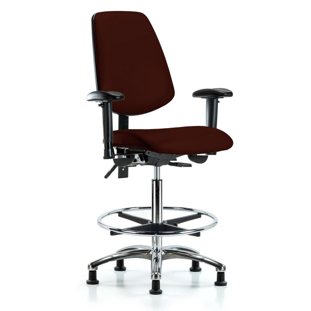 Ergonomic Multifunction Task Chair: Vinyl, 36" Seat Height, Burgundy