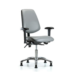 Ergonomic Multifunction Task Chair: Vinyl, 24" Seat Height, Sterling