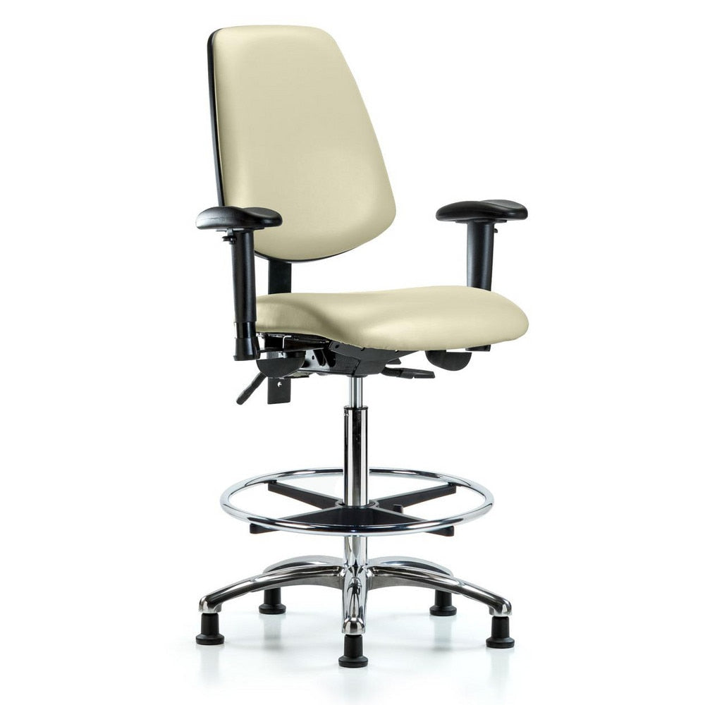 Ergonomic Multifunction Task Chair: Vinyl, 36" Seat Height, Adobe White