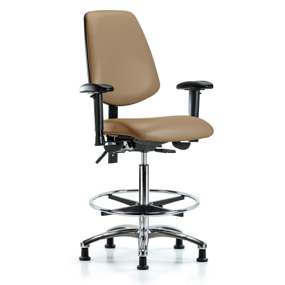 Ergonomic Multifunction Task Chair: Vinyl, 36" Seat Height, Taupe