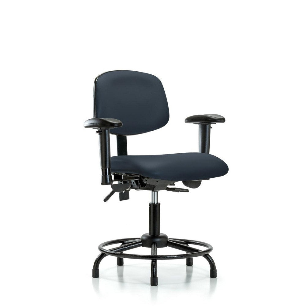 Ergonomic Multifunction Task Chair: Vinyl, 25-3/4" Seat Height, Imperial Blue