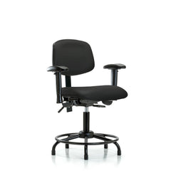 Ergonomic Multifunction Task Chair: Vinyl, 25-3/4" Seat Height, Black