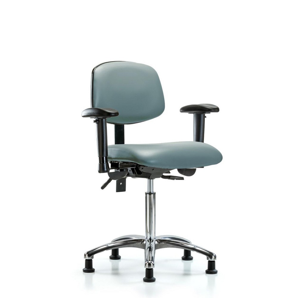 Ergonomic Multifunction Task Chair: Vinyl, 29" Seat Height, Storm