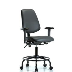 Ergonomic Multifunction Task Chair: Vinyl, 27-3/4" Seat Height, Carbon