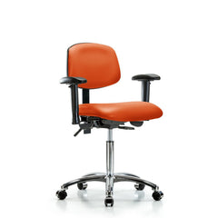 Ergonomic Multifunction Task Chair: Vinyl, 29" Seat Height, Orange Kist