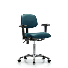 Ergonomic Multifunction Task Chair: Vinyl, 29" Seat Height, Marine Blue