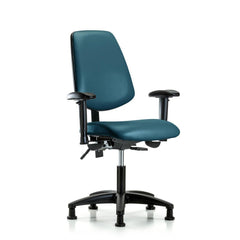 Ergonomic Multifunction Task Chair: Vinyl, 23" Seat Height, Marine Blue