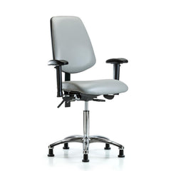 Ergonomic Multifunction Task Chair: Vinyl, 29" Seat Height, Dove Gray