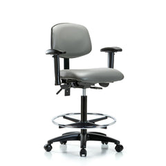 Ergonomic Multifunction Task Chair: Vinyl, 34-1/2" Seat Height, Sterling