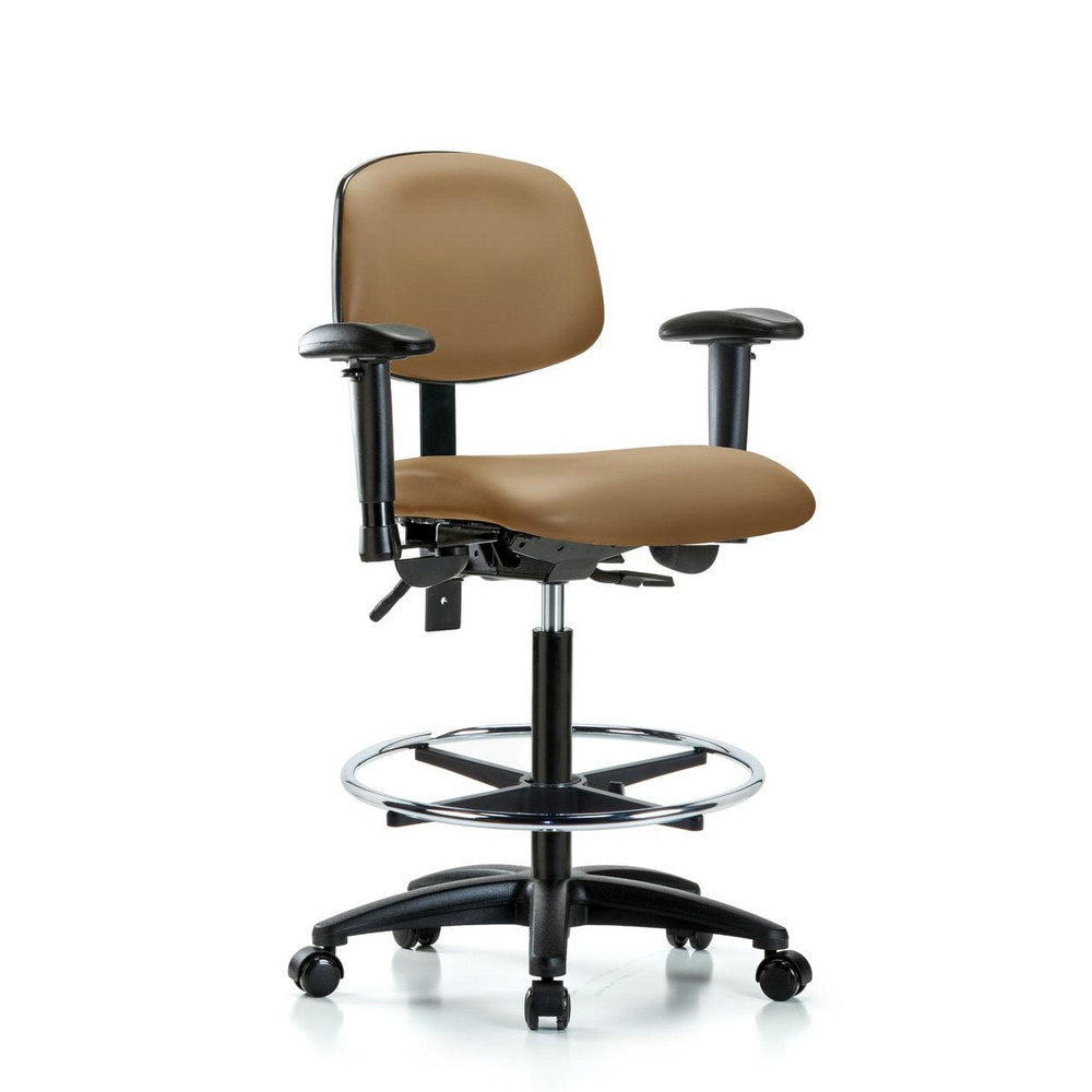 Ergonomic Multifunction Task Chair: Vinyl, 34-1/2" Seat Height, Taupe