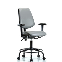 Ergonomic Multifunction Task Chair: Vinyl, 27-3/4" Seat Height, Sterling