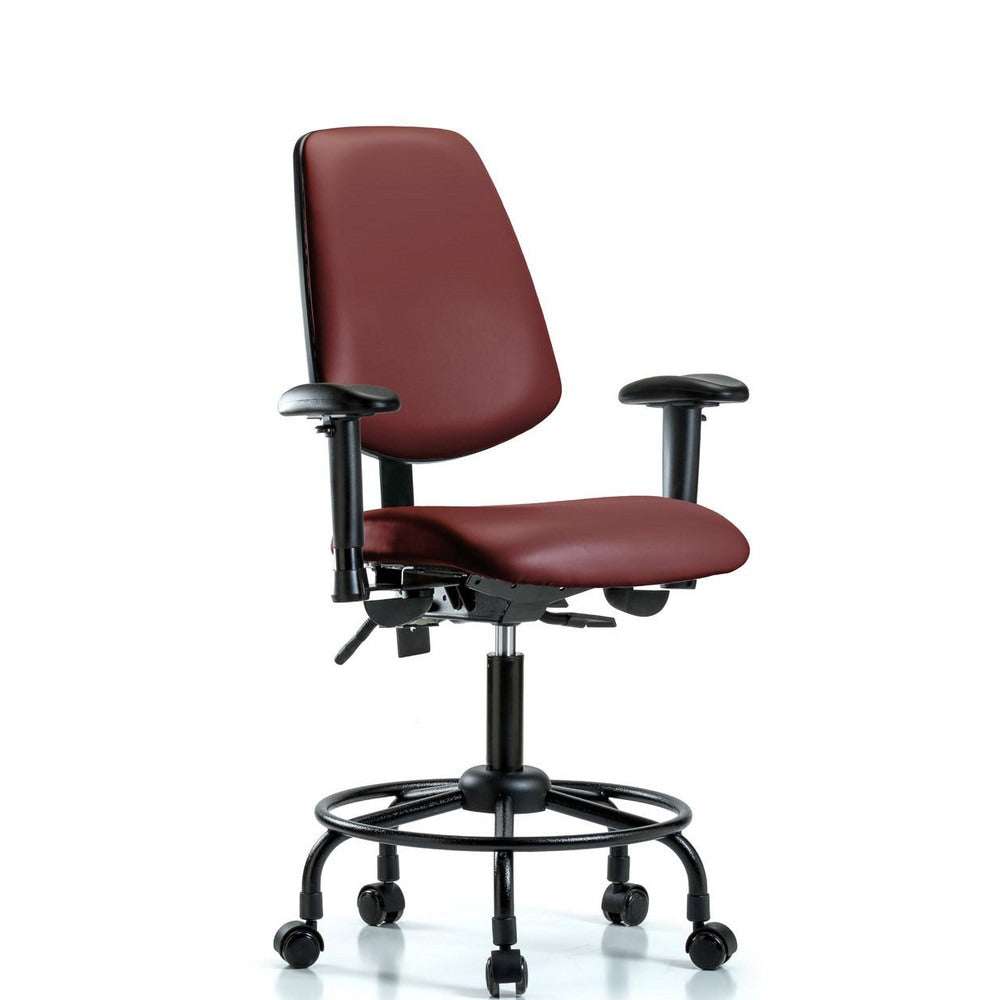 Ergonomic Multifunction Task Chair: Vinyl, 27-3/4" Seat Height, Borscht