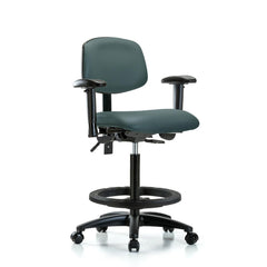 Ergonomic Multifunction Task Chair: Vinyl, 34-1/2" Seat Height, Colonial Blue