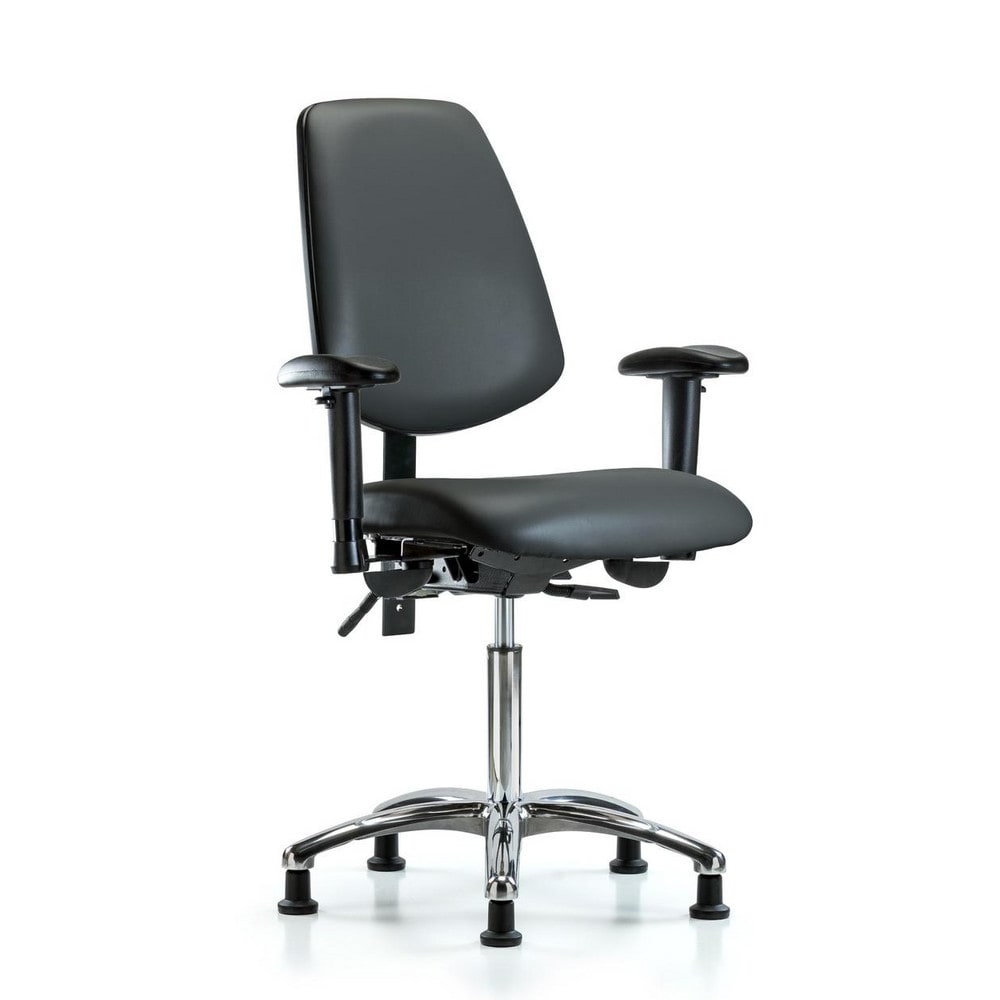 Ergonomic Multifunction Task Chair: Vinyl, 29" Seat Height, Carbon