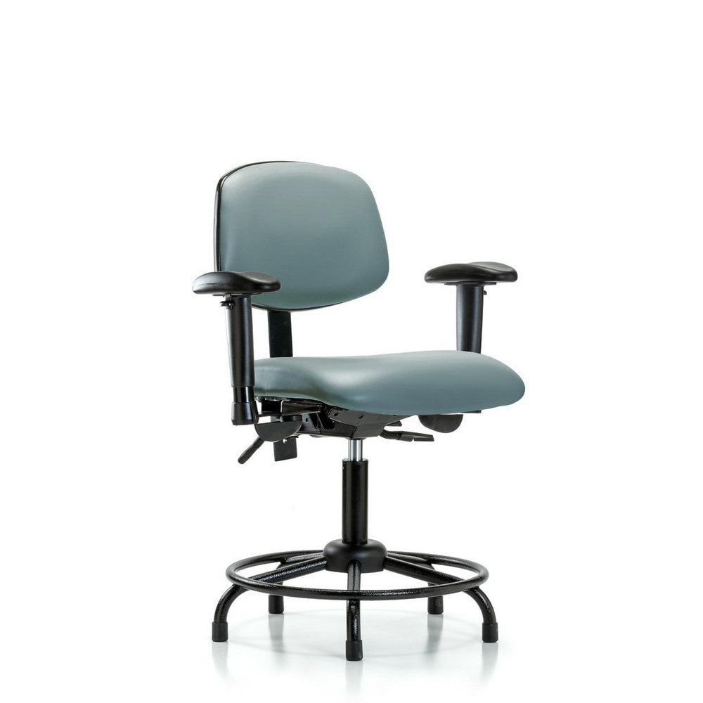 Ergonomic Multifunction Task Chair: Vinyl, 25-3/4" Seat Height, Storm