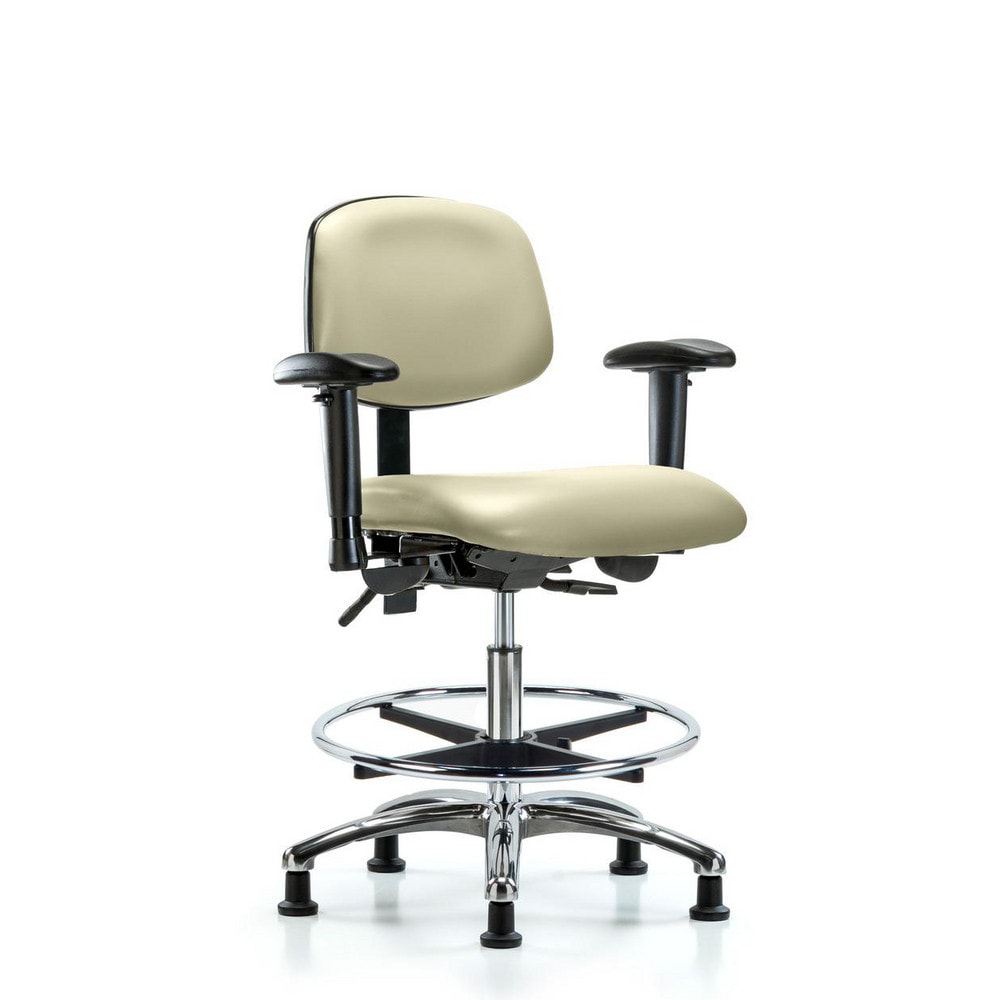 Ergonomic Multifunction Task Chair: Vinyl, 29" Seat Height, Adobe White