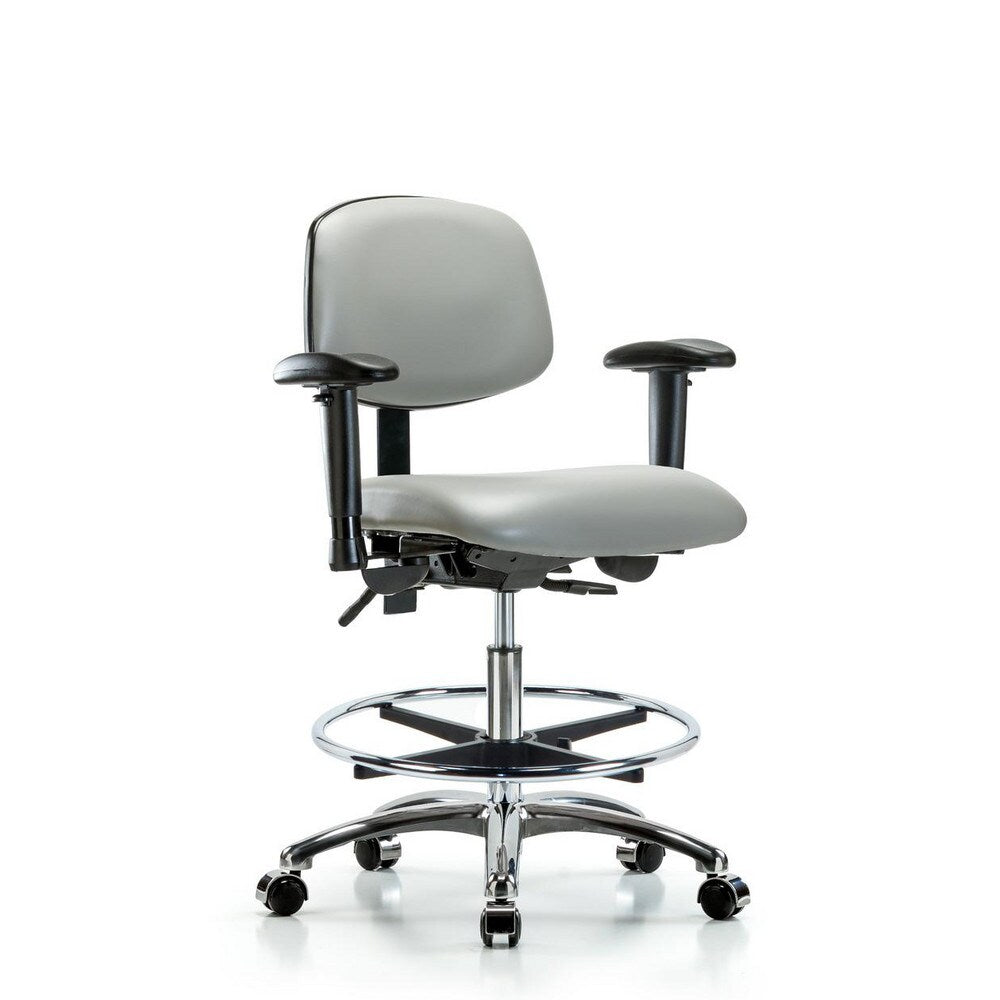 Ergonomic Multifunction Task Chair: Vinyl, 29" Seat Height, Dove Gray