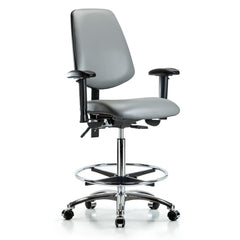 Ergonomic Multifunction Task Chair: Vinyl, 36" Seat Height, Sterling