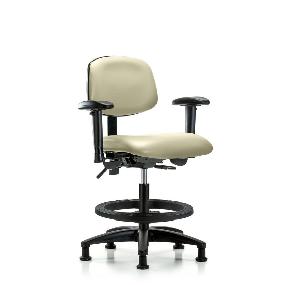 Ergonomic Multifunction Task Chair: Vinyl, 28-1/4" Seat Height, Adobe White