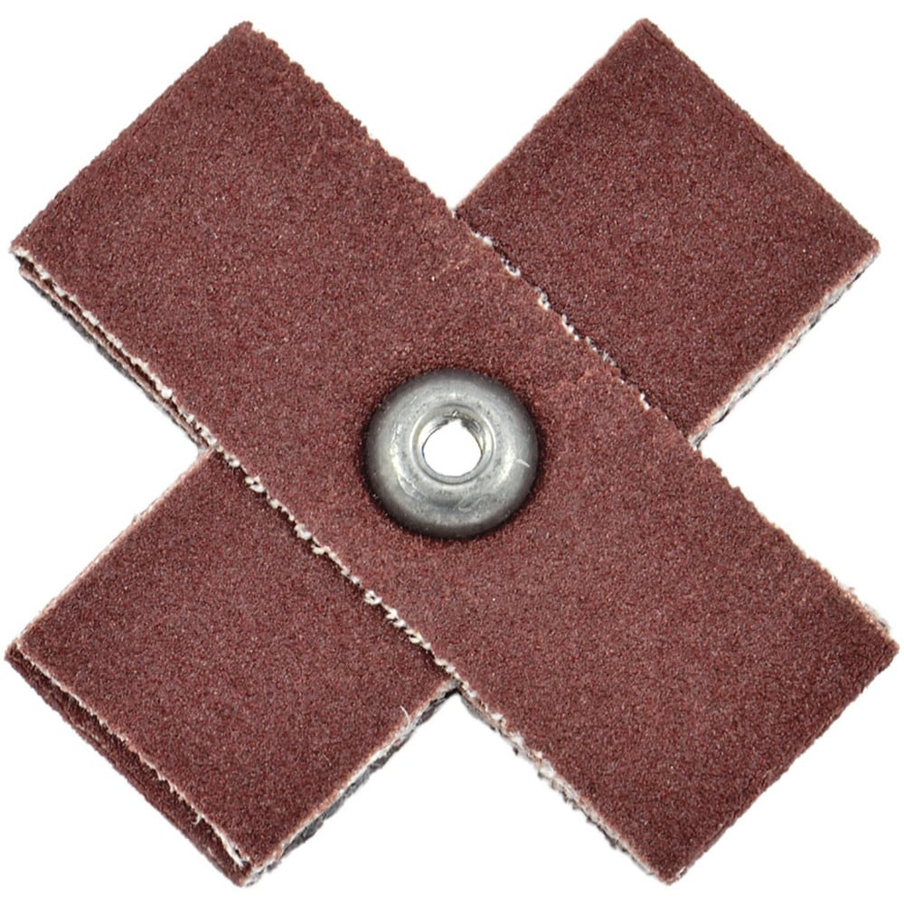 Cross & Square Pads; Pad Type: Cross; Abrasive Type: Coated; Grade: Medium; Grit: 80; Eyelet Size: 8-32; Pad Length: 1.5000; Pad Width: 0.50; Abrasive Material: Aluminum Oxide