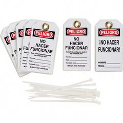 Lockout Tag: 5-3/4" High, 3" Wide, Polyester, "PELIGRO"