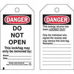 Do Not Operate Tag: 5-3/4" High, 3" Wide, Polyester, "DANGER"