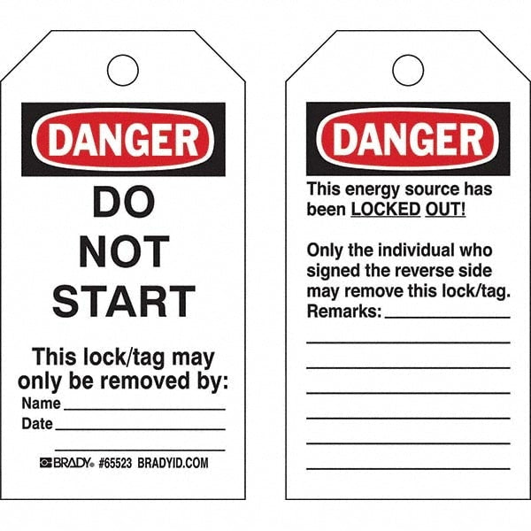 Do Not Operate Tag: 5-3/4" High, 3" Wide, Polyester, "DANGER"