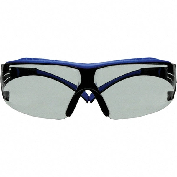 Safety Glasses: Scratch-Resistant, Polycarbonate, Gray Lenses, Frameless