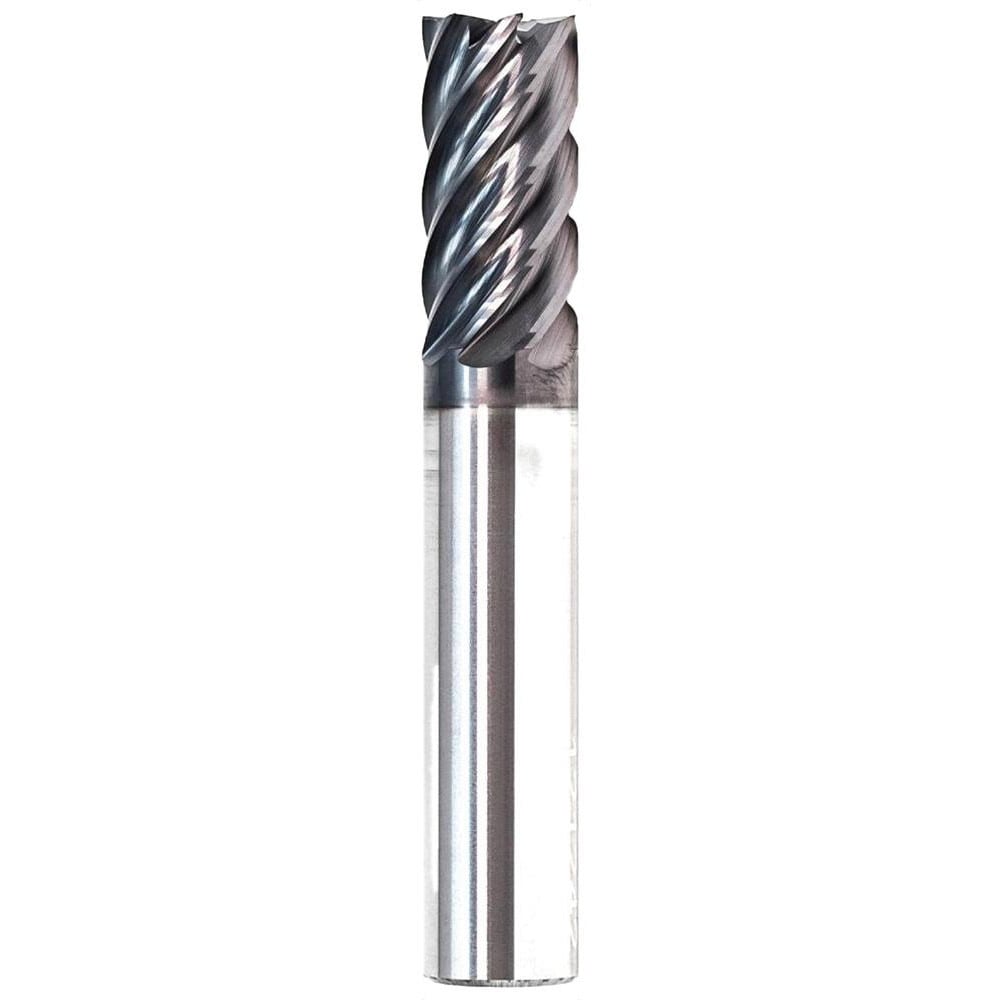 Corner Radius End Mill: 3/8" Dia, 7/16" LOC, 0.0150" Radius, 7 Flute, Solid Carbide