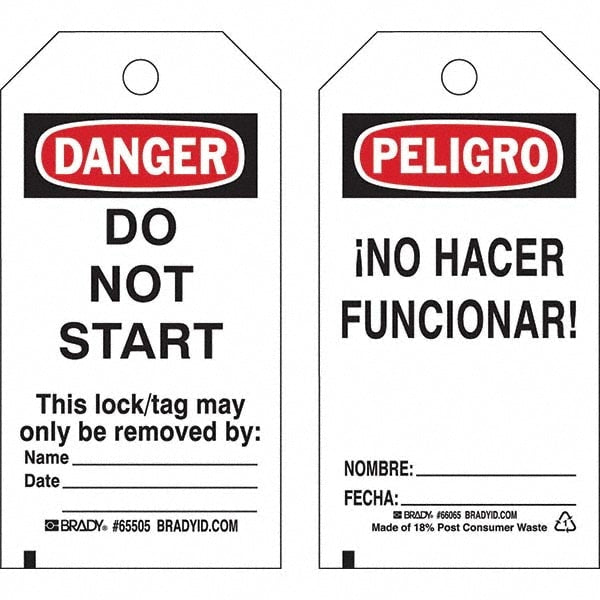 Do Not Operate Tag: 5-3/4" High, 3" Wide, Polyester, "DANGER"