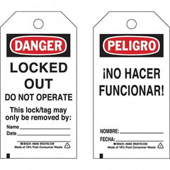 Do Not Operate Tag: 5-3/4" High, 3" Wide, Paper, "DANGER"