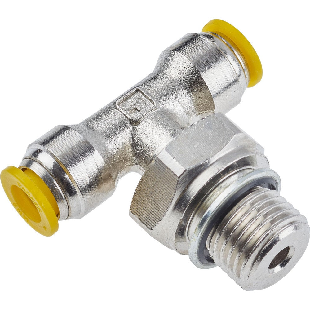 Push-to-Connect Tube x Tube x Male Fitting: Swivel Branch Tee, 10.00 mm OD